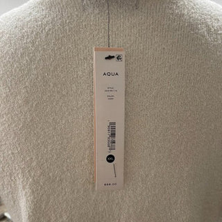 Aqua White Bouclé Mock Neck Mini Dress Size XXL