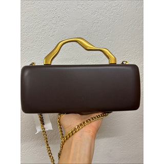 Steve Madden bleena chocolate Clutch with Gold Handle and Chain