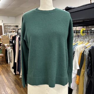 Aqua Cashmere Sweater Green Crew Neck Pullover