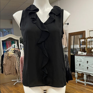 Vince Camuto Black Ruffle V-Neck Blouse Size XL