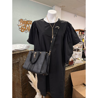 GUESS Black Signature Logo Satchel with Gold Hardware tote