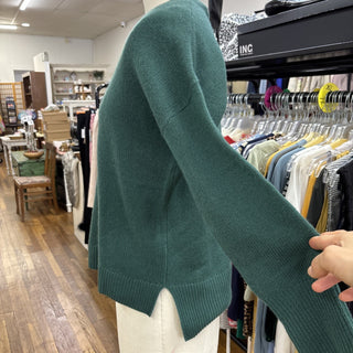 Aqua Cashmere Sweater Green Crew Neck Pullover