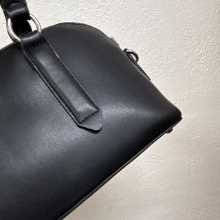 Steve Madden Black Small Satchel Top Handle Zip Bag w Coin Purse Charm