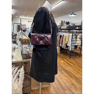 Tory Burch Quilted Burgundy Shoulder Bag with Silver Chain
