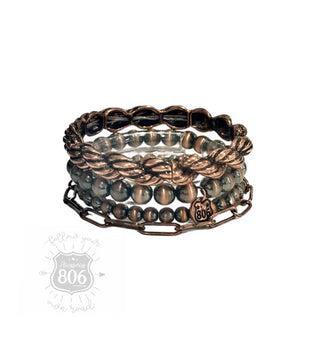 Copper Western Burnished Metal Bracelet Set