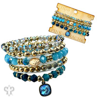 Blue Beaded Bracelet Set