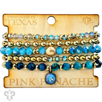 Blue Beaded Bracelet Set