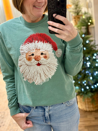 Faux Yarn Santa Long Sleeve Tee