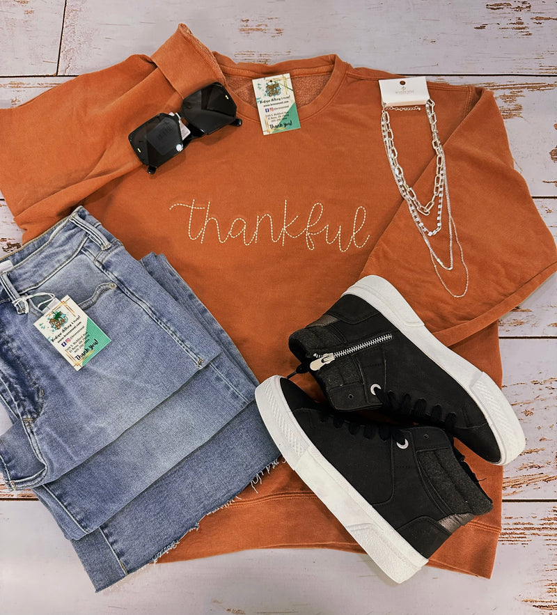 Thankful Embroidery Sweatshirt