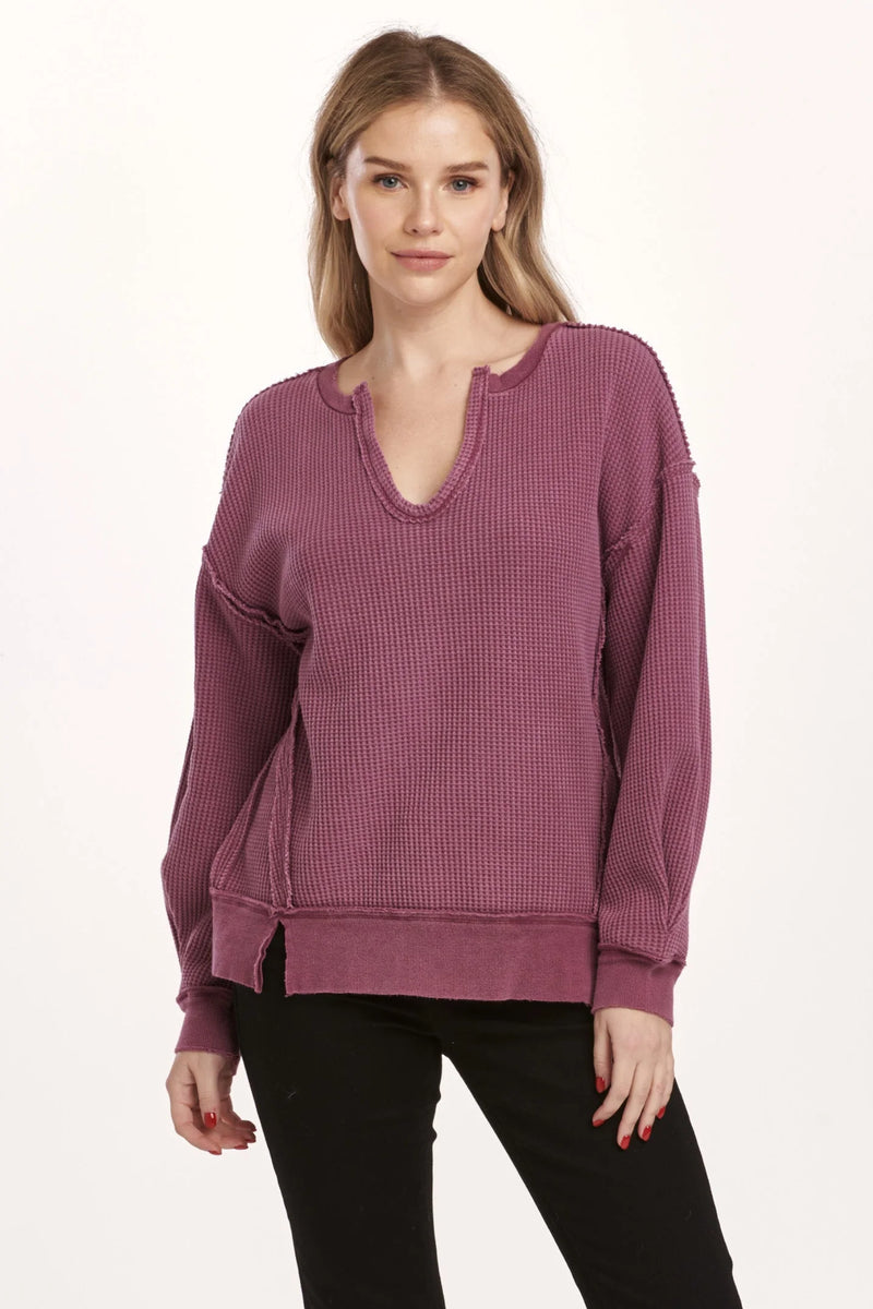 Dear John Plum Berry Zyra Thermal Oversized Top