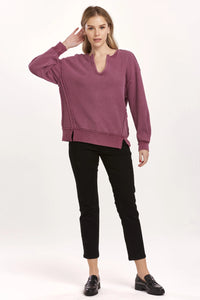 Dear John Plum Berry Zyra Thermal Oversized Top