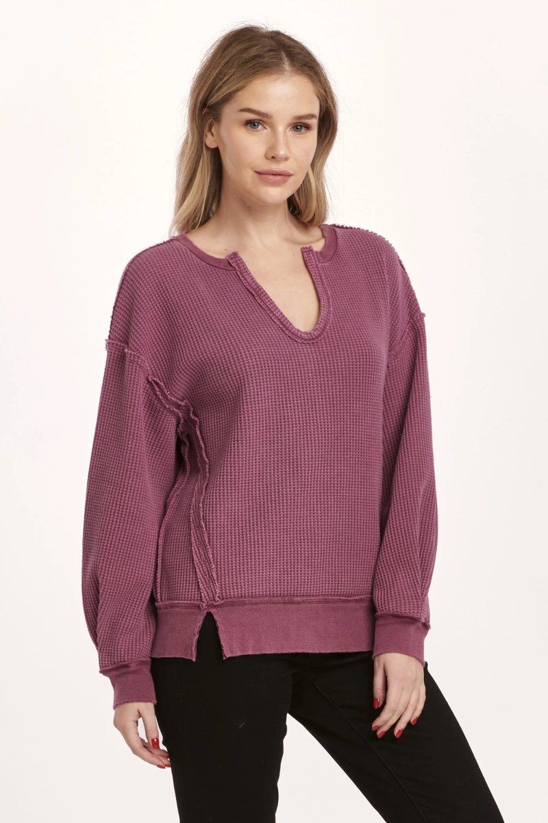 Dear John Plum Berry Zyra Thermal Oversized Top