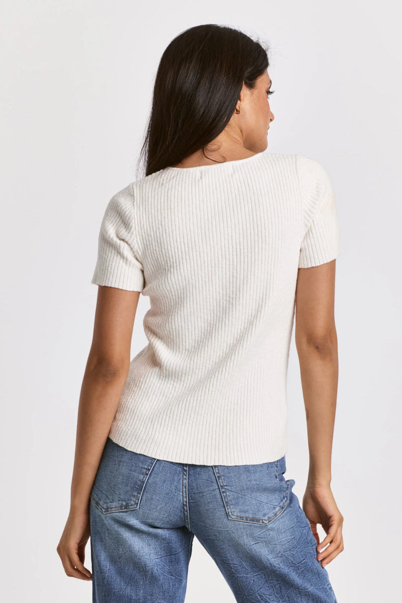 Dear John Elandra Crew Ivory Rib Top