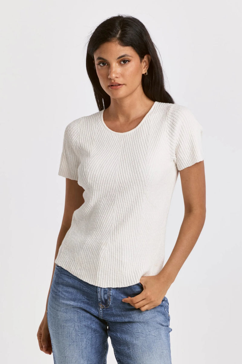 Dear John Elandra Crew Ivory Rib Top