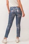 Dear John Blaire Silver Foil Mid Rise Slim Straight Jeans