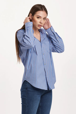 Dear John Lola Oversized Blue Lines Button Down