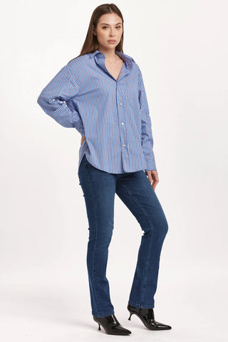 Dear John Lola Oversized Blue Lines Button Down