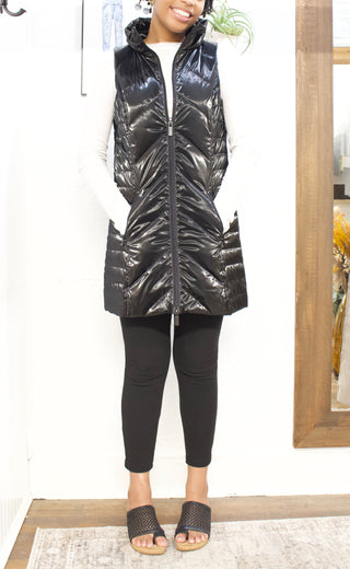 Anorak Metallic quilted long down vest
