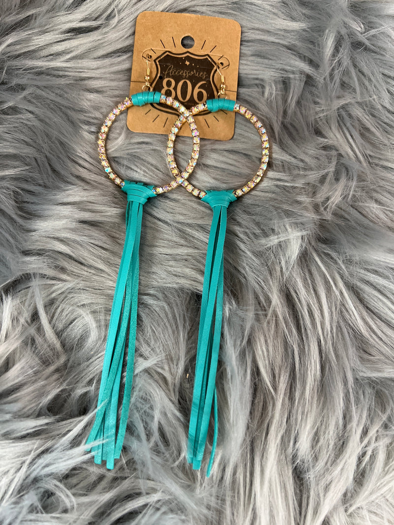 Rhinestone Circle w/Tassel Earrings