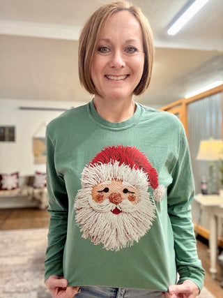 Faux Yarn Santa Long Sleeve Tee