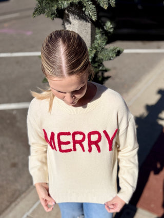 Merry Fluffy Letter Sweater
