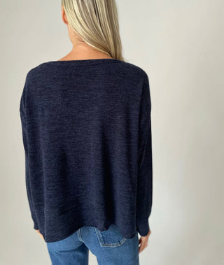 Dark Blue Hemmed Top