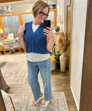 Navy & Grey Twofer Pullover