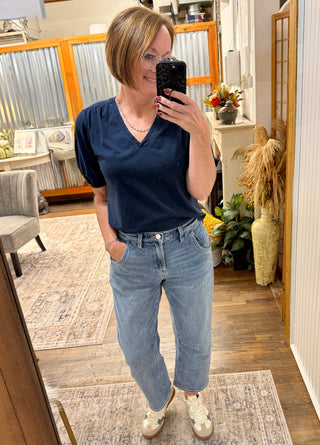 Dear John Lasso Barrel Leg Western Hue Jeans