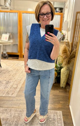 Navy & Grey Twofer Pullover