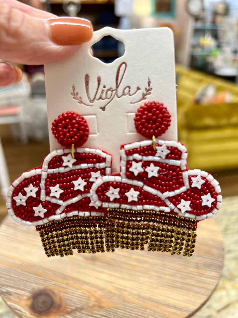 OU Western Hat Earrings