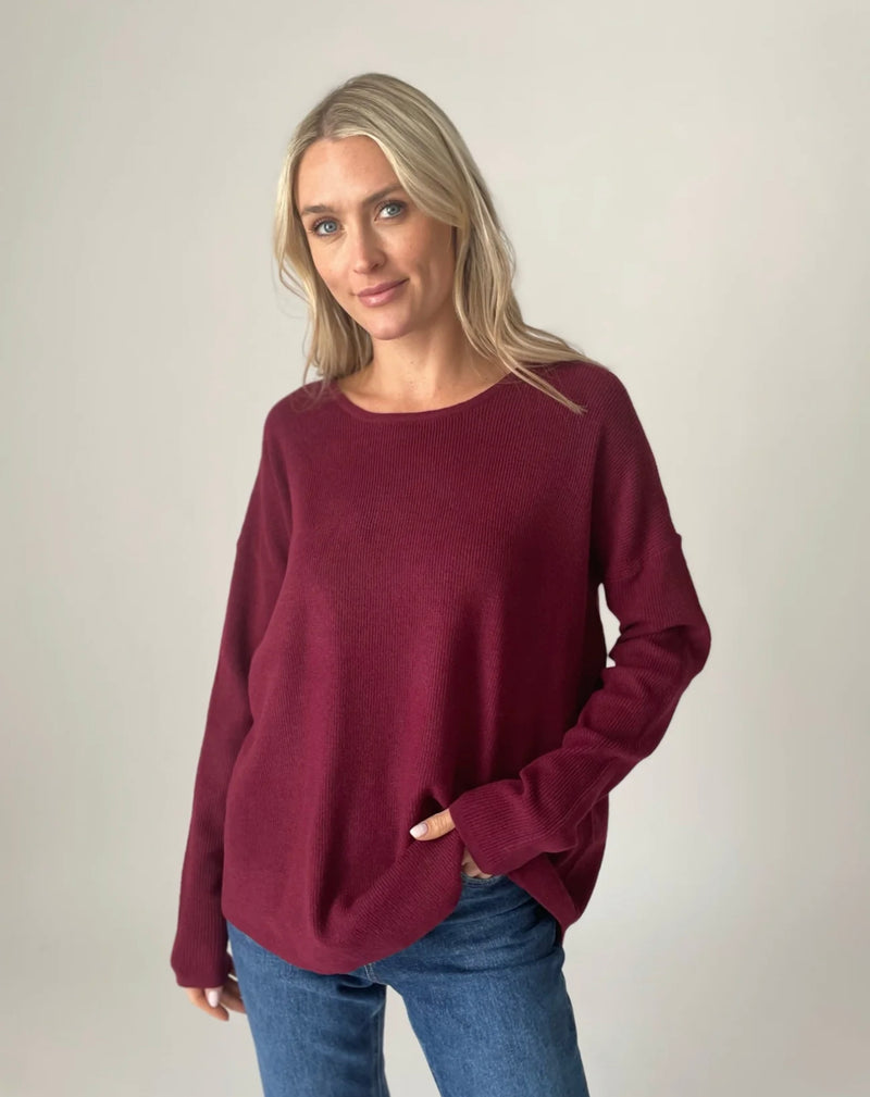 Ryan Burgundy Ribbed Sweater