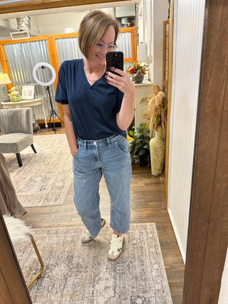 Dear John Lasso Barrel Leg Western Hue Jeans