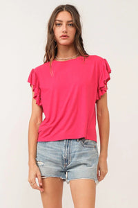 Another Love Sonny Hibiscus Flutter Sleeve Top