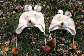 100% Cashmere Bear Hat with Pompom