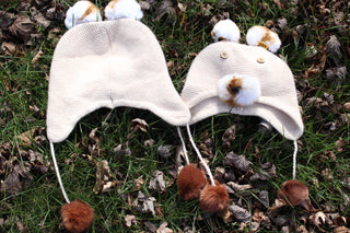 100% Cashmere Bear Hat with Pompom