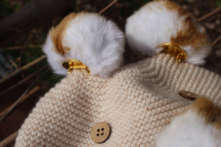 100% Cashmere Bear Hat with Pompom