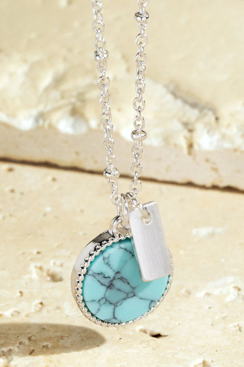 Silver Turquoise Pendant Necklace