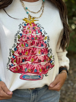 Vintage Pink Christmas Tree Sweatshirt
