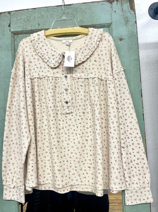 Easel Floral Thermal Knit Top