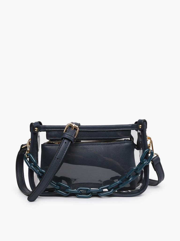 Jessica Clear Crossbody w/Chain