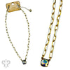 Enamel Chain Link Necklace w/Crystal Pendant