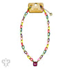 Enamel Chain Link Necklace w/Crystal Pendant