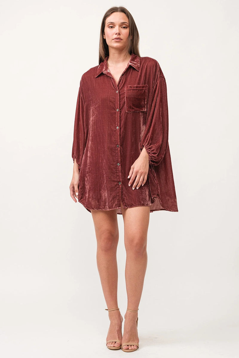 Dear John Leigh Maroon Velvet Dress