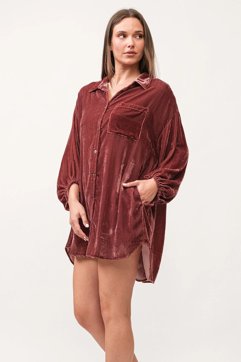 Dear John Leigh Maroon Velvet Dress