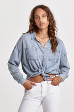 Dear John Arianna Tie Front Shirt in Independence