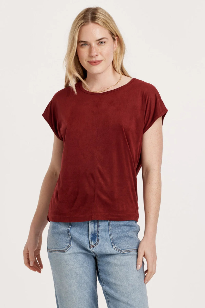 Another Love Compote Lacey Suede Top