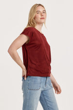 Another Love Compote Lacey Suede Top