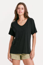 Another Love NEW Taylor Relaxed V-Neck Slubbed Basic Tee