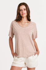 Another Love NEW Taylor Relaxed V-Neck Slubbed Basic Tee