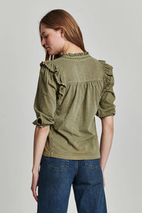 Another Love Kendall Pleated Top in Laurel Oak